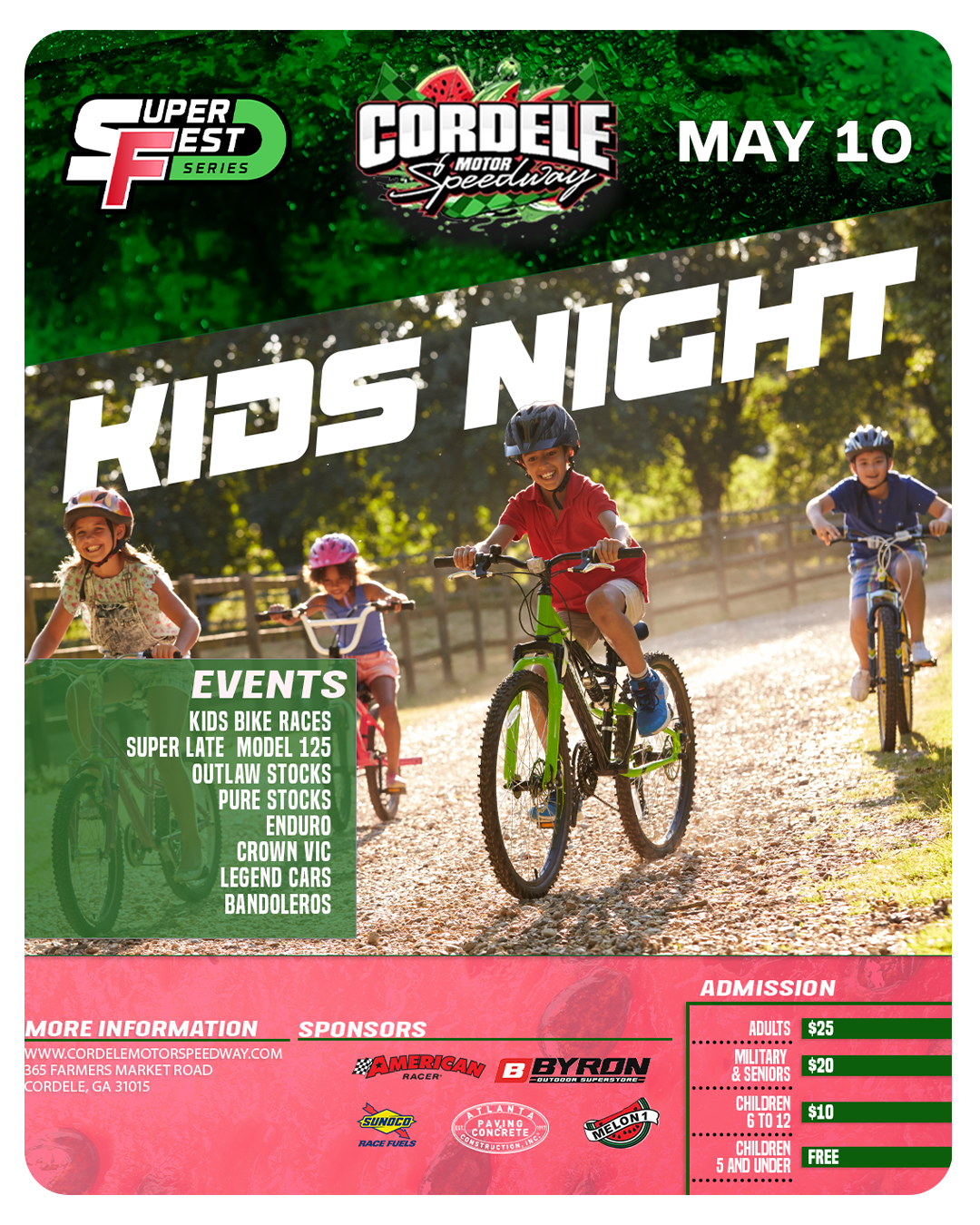 2nd Super Fest Race for $10,000 to win. Also racing is going to be the Kids Bike night! Bring your bikes!